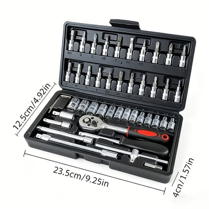 46-Piece Compact Socket & Ratchet Tool Set