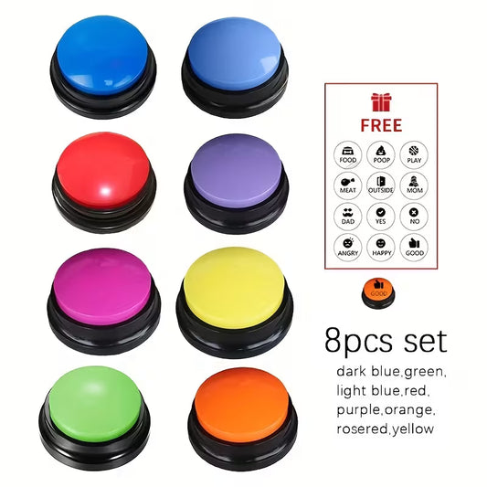 8 Piece Recordable Pet Talking Buttons – Dog Communication Training Buttons