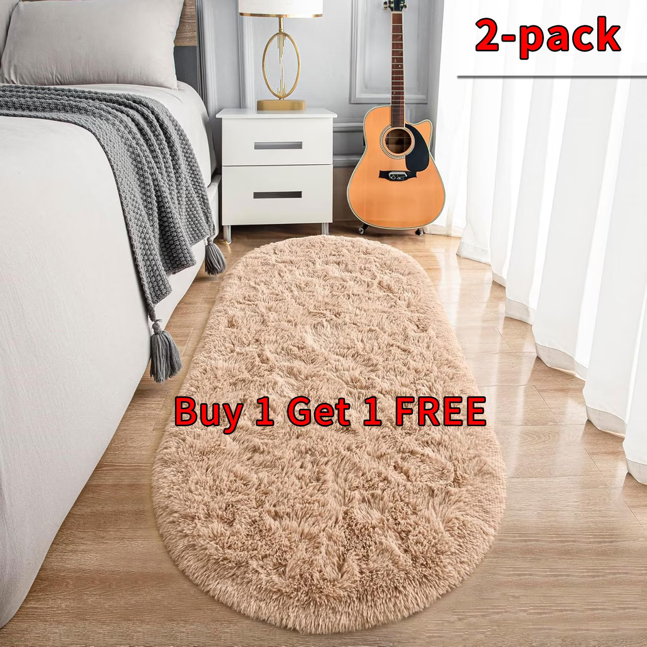 Soft Plush Oval Bedside Rug Buy 1 Get One Free