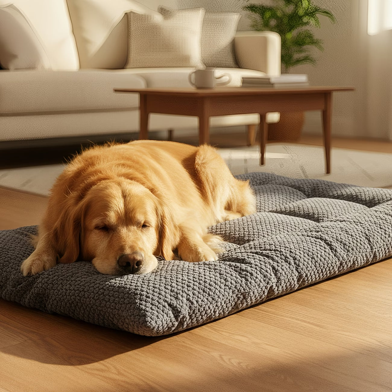 Extra Large Plush Dog Bed with Pillow & Raised Edges