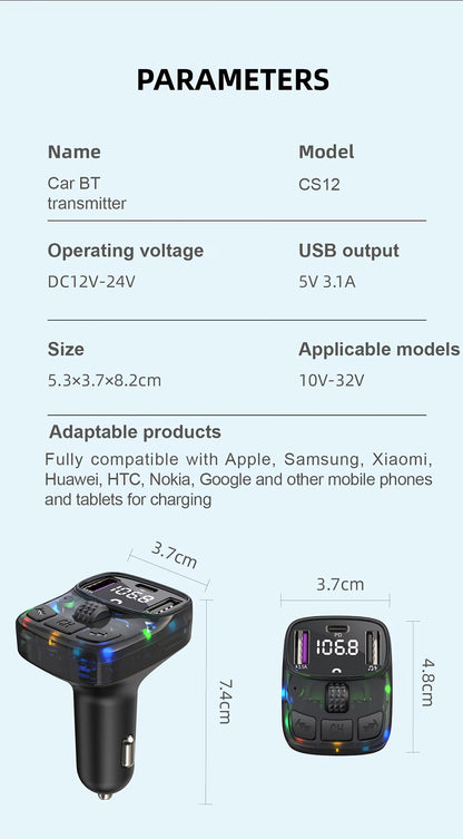Wireless Car Charger & Bluetooth Adapter