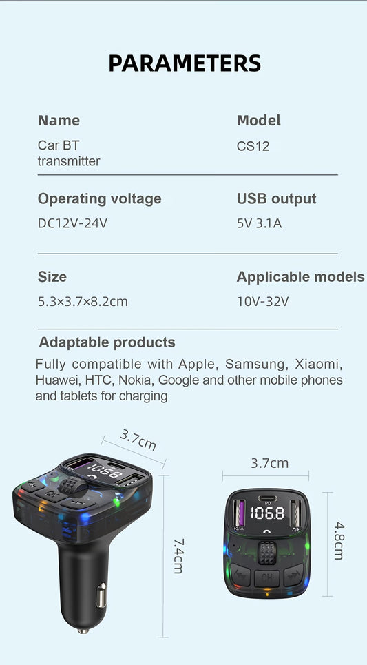 Wireless Car Charger & Bluetooth Adapter