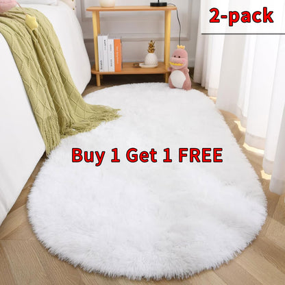 Soft Plush Oval Bedside Rug Buy 1 Get One Free