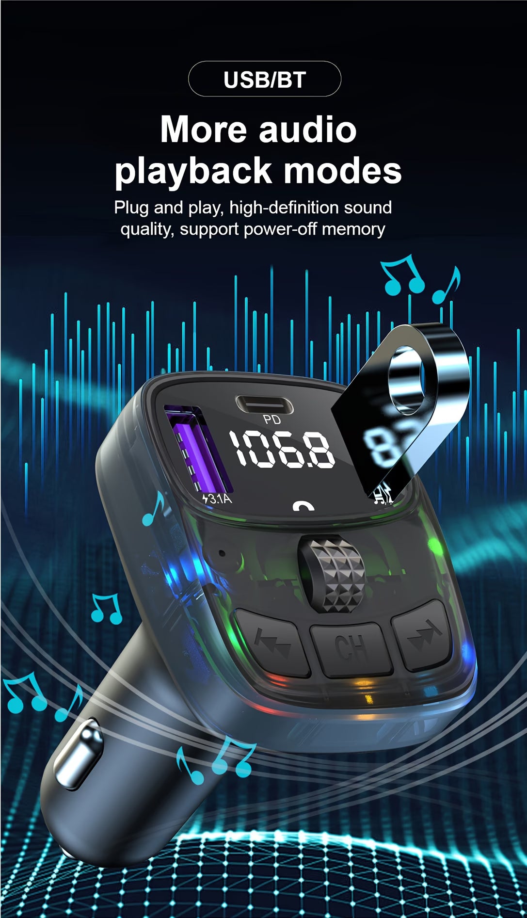Wireless Car Charger & Bluetooth Adapter