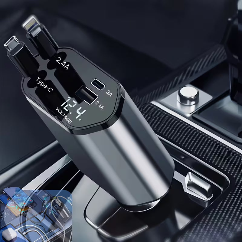 4-in-1 Retractable Fast Car Charger