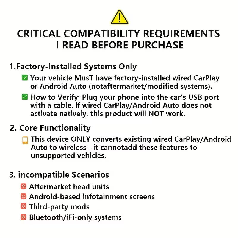 Wireless CarPlay & Android Auto Adapter | Convert Wired CarPlay to Wireless Instantly