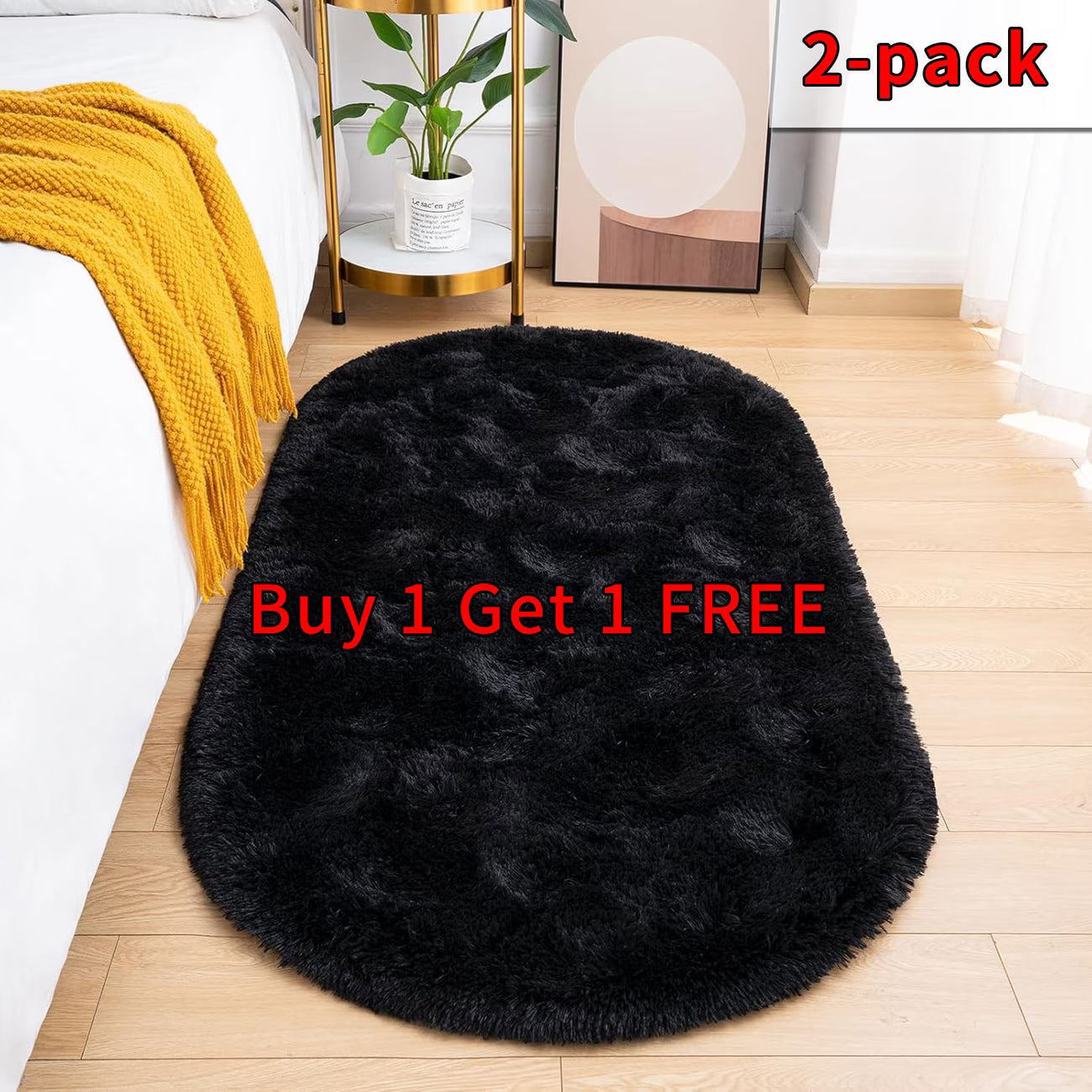 Soft Plush Oval Bedside Rug Buy 1 Get One Free