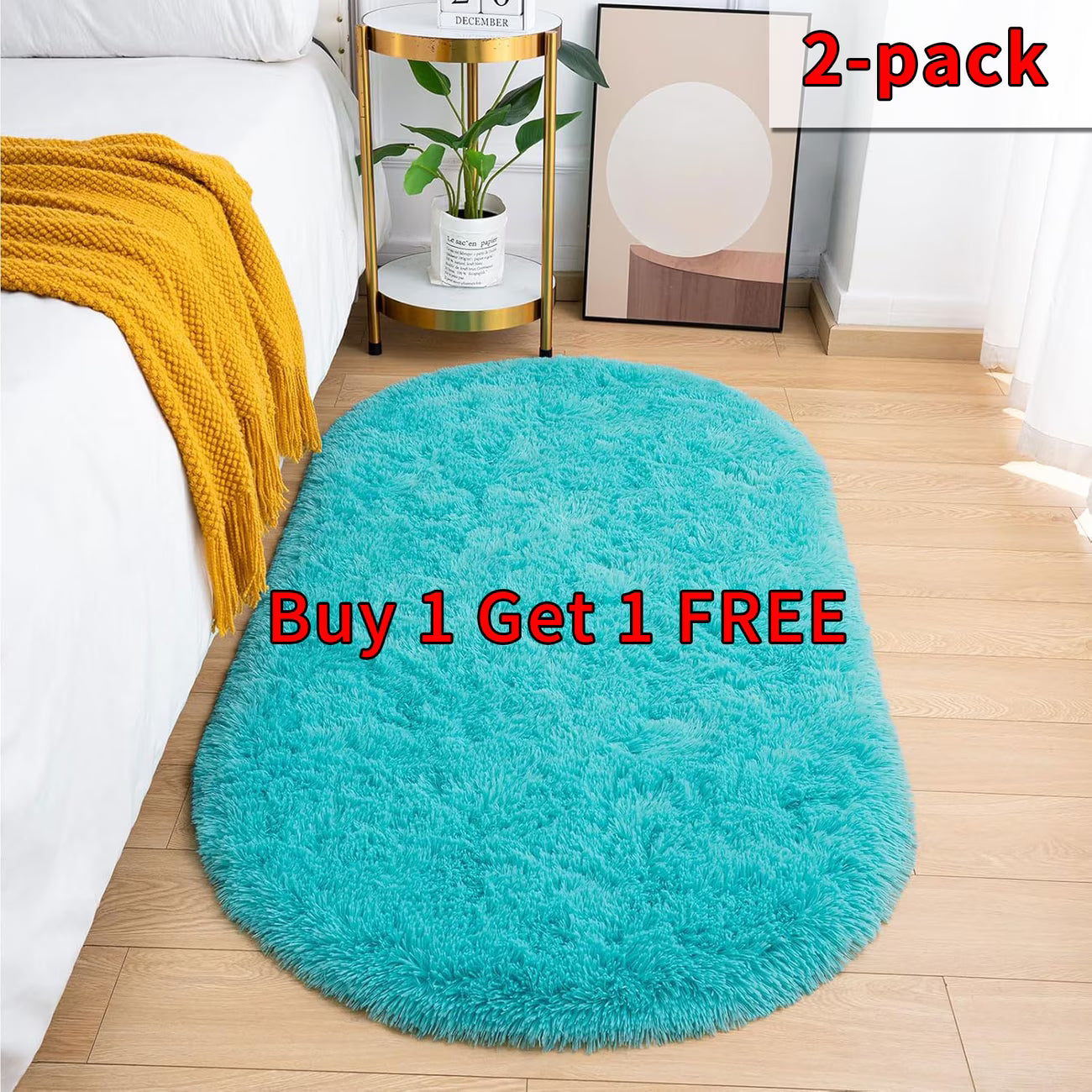 Soft Plush Oval Bedside Rug Buy 1 Get One Free