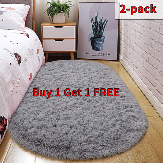 Soft Plush Oval Bedside Rug Buy 1 Get One Free