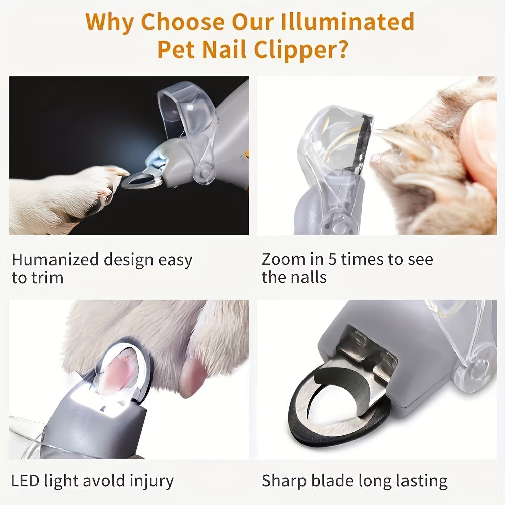 LED Pet Nail Clipper & Grooming Trimmer for Cats and Dogs