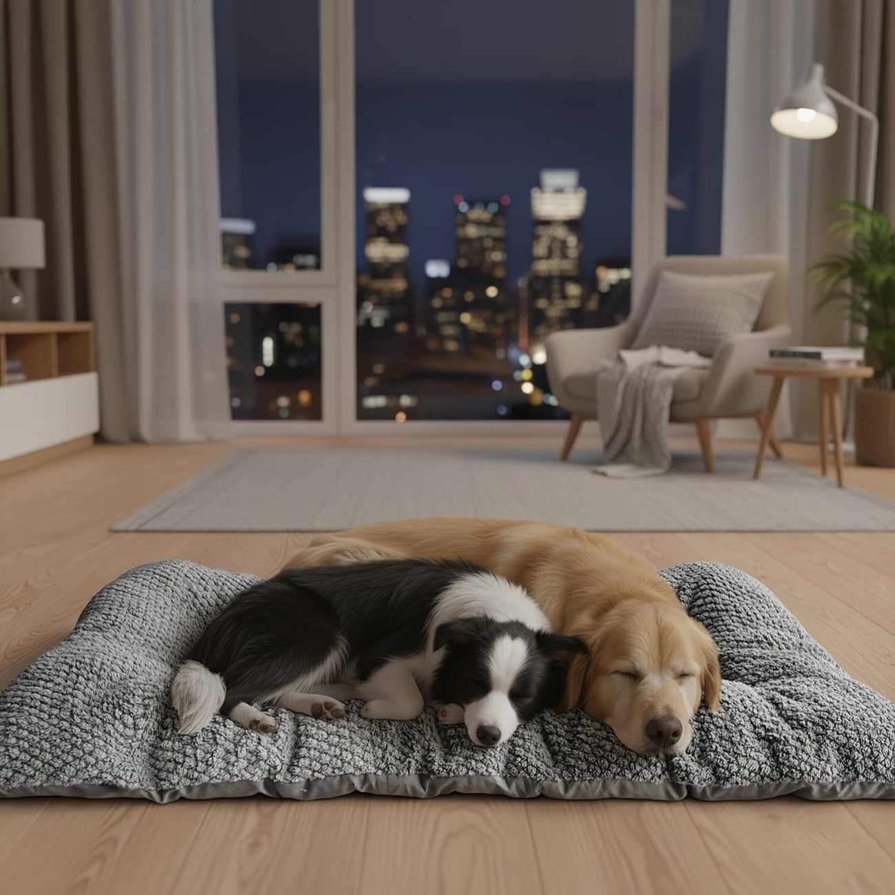 Extra Large Plush Dog Bed with Pillow & Raised Edges