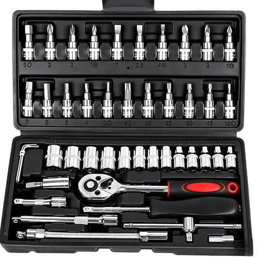 46-Piece Compact Socket & Ratchet Tool Set