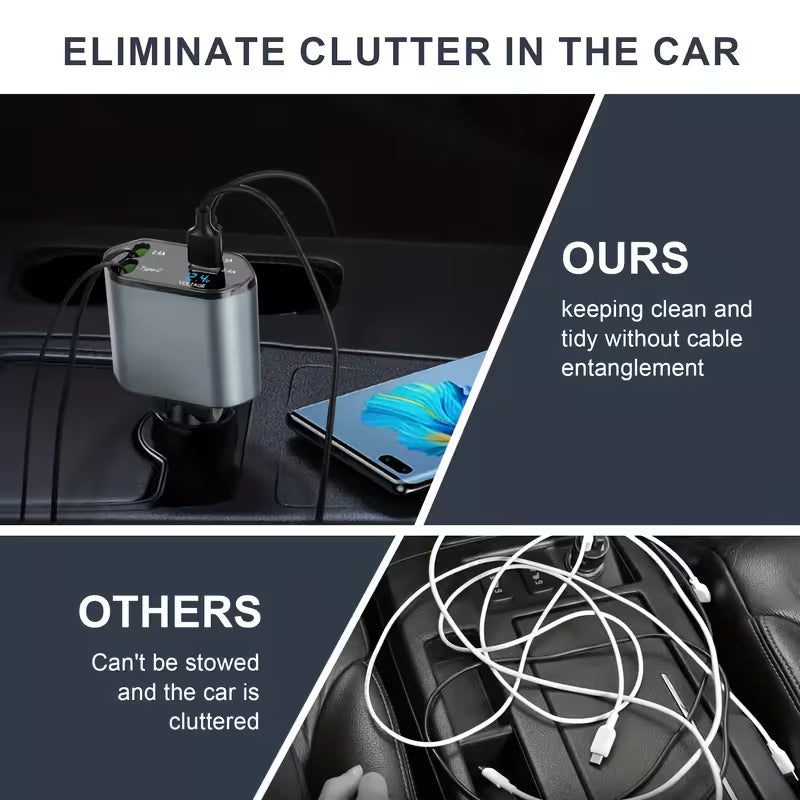 4-in-1 Retractable Fast Car Charger
