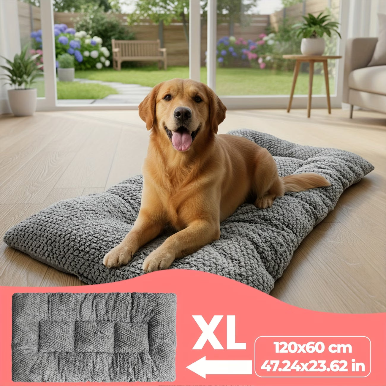 Extra Large Plush Dog Bed with Pillow & Raised Edges