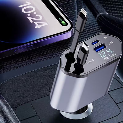4-in-1 Retractable Fast Car Charger
